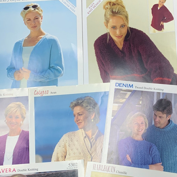 Lot of 50 New Women Men Kids Vintage 1990s 2000s Sweater Sock Knitting Patterns